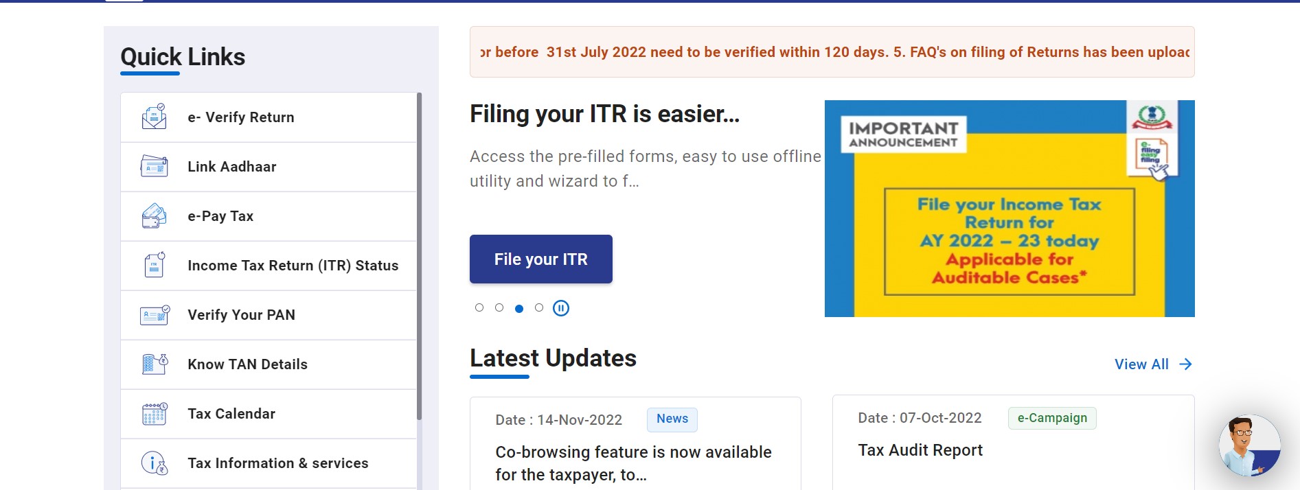 Income tax department page